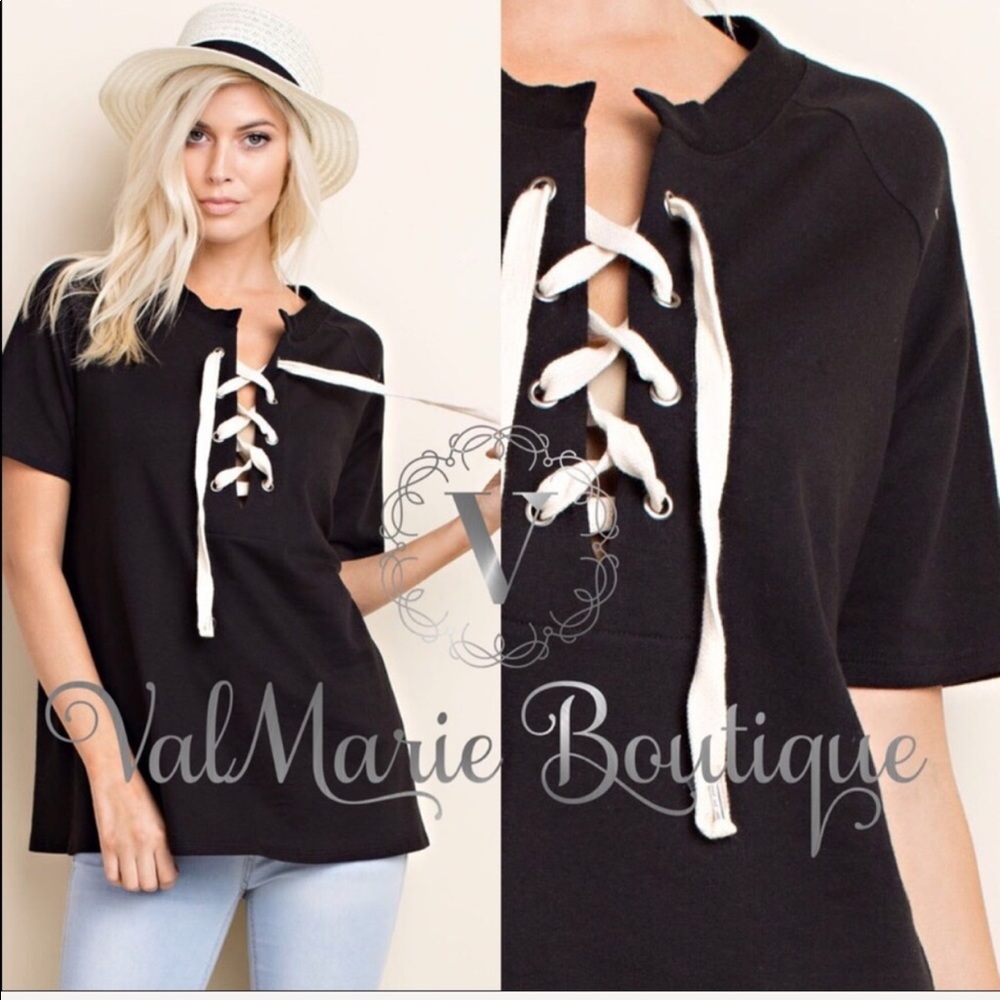 LAST 1- Lace up top - Picture 2 of 3